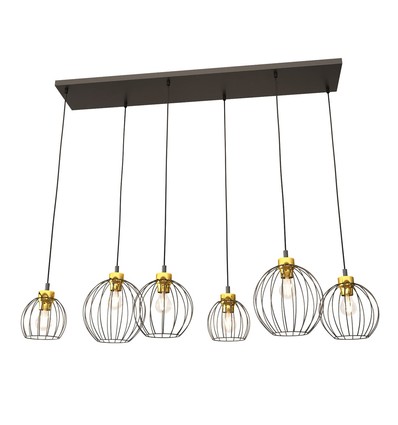 Nando 6 Sort/Guld pendellampe - Ø24 cm, E27, 230V, uden lyskilde