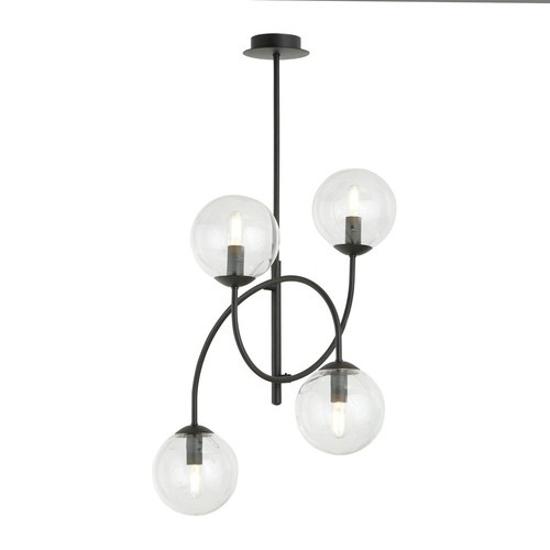 Archi 4B Sort/Transparent lysekrone - Ø14 cm, E14, 230V, uden lyskilde
