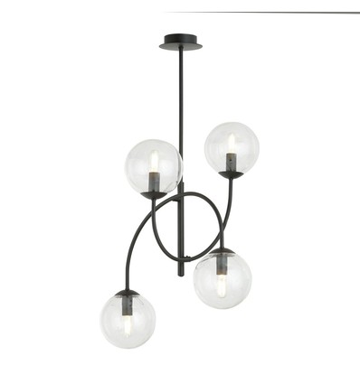 Archi 4B Sort/Transparent lysekrone - Ø14 cm, E14, 230V, uden lyskilde