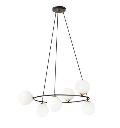 Azura 6 Sort/Opal pendellampe - Ø14 cm, E14, 230V, uden lyskilde