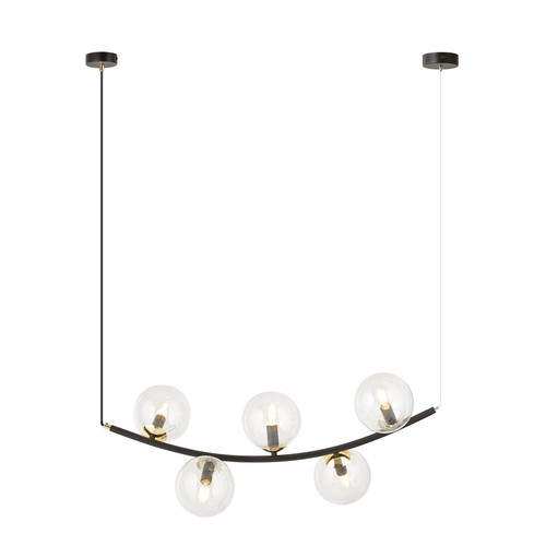 Ritz 5 Sort/Transparent pendellampe - Ø14 cm, E14, 230V, uden lyskilde