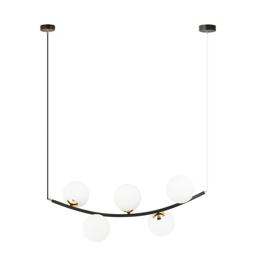 Ritz 5 Sort/Opal pendellampe - Ø14 cm, E14, 230V, uden lyskilde