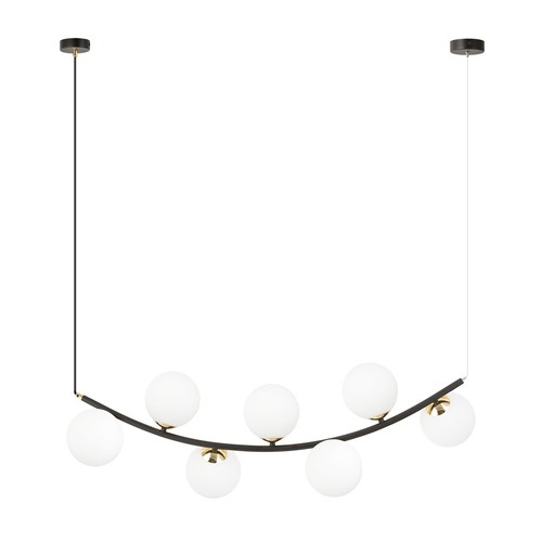 Ritz 7 Sort/Opal pendellampe - Ø14 cm, E14, 230V, uden lyskilde