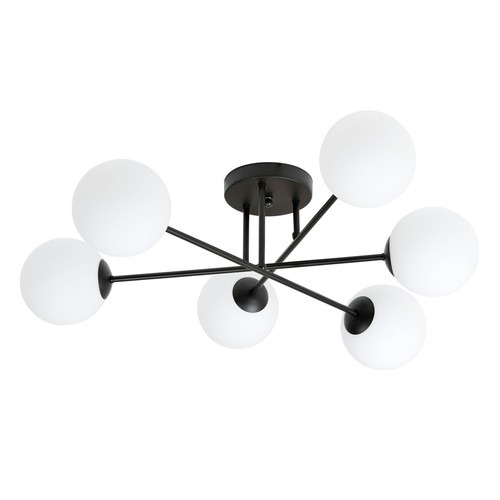 Roma 6 Sort/Opal loftslampe - Ø14 cm, E14, 230V, uden lyskilde