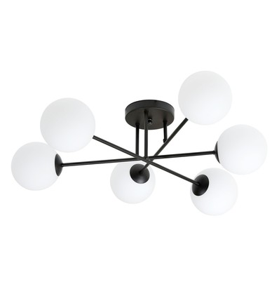 Roma 6 Sort/Opal loftslampe - Ø14 cm, E14, 230V, uden lyskilde