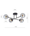 Roma 4 Sort/Grafit loftslampe - Ø14 cm, E14, 230V, uden lyskilde