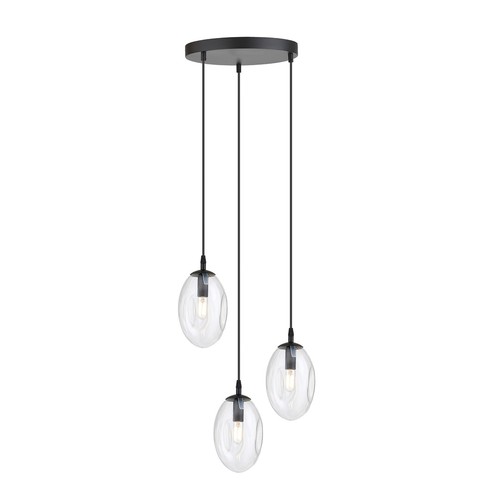 Astral 3 Sort Premium Transparent pendellampe - Ø12 cm, E14, 230V, uden lyskilde