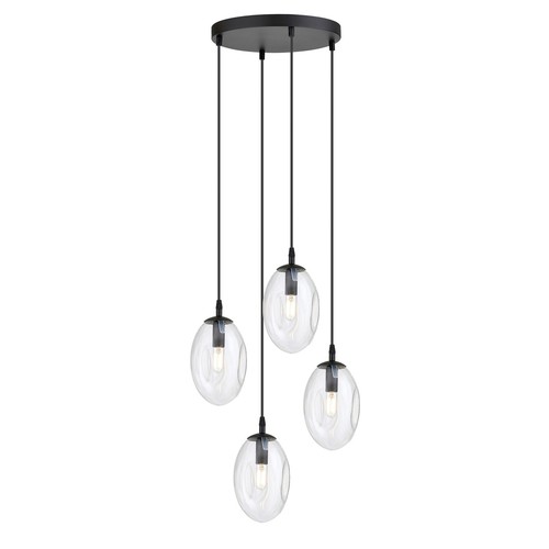 Astral 4 Sort Premium Transparent pendellampe - Ø12 cm, E14, 230V, uden lyskilde
