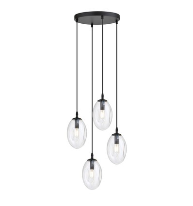 Astral 4 Sort Premium Transparent pendellampe - Ø12 cm, E14, 230V, uden lyskilde