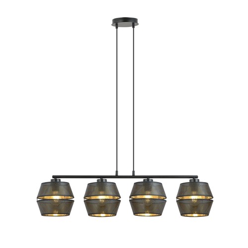 Malia 4 Sort/Guld pendellampe - Ø15 cm, E27, 230V, uden lyskilde