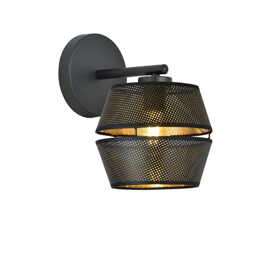 Malia K1 Sort/Guld væglampe - Ø20 cm, E27, 230V, uden lyskilde