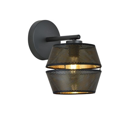 Malia K1 Sort/Guld væglampe - Ø20 cm, E27, 230V, uden lyskilde