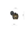 Malia K1 Sort/Guld væglampe - Ø20 cm, E27, 230V, uden lyskilde