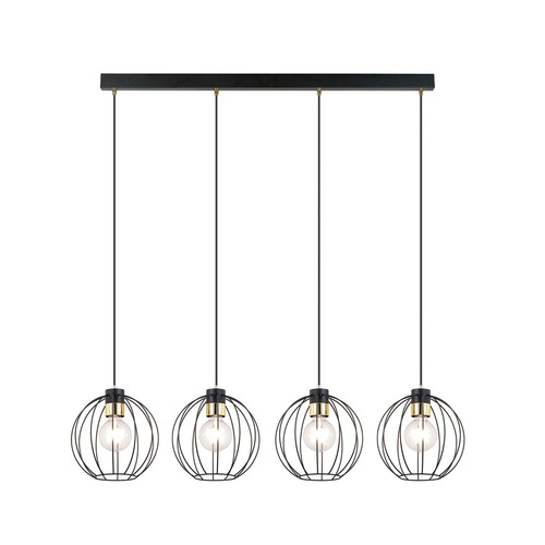 Gino 4 Sort/Guld pendellampe - Ø24 cm, E27, 230V, uden lyskilde