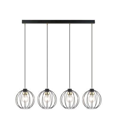 Gino 4 Sort/Guld pendellampe - Ø24 cm, E27, 230V, uden lyskilde