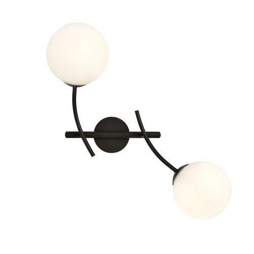 Hunter K2 Sort/Opal væglampe - Ø15 cm, E14, 230V, uden lyskilde