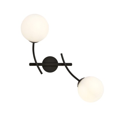 Hunter K2 Sort/Opal væglampe - Ø15 cm, E14, 230V, uden lyskilde