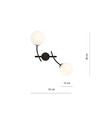 Hunter K2 Sort/Opal væglampe - Ø15 cm, E14, 230V, uden lyskilde