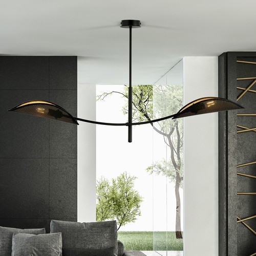 Lotus 2 Sort/Guld loftslampe - Ø12 cm, E14, 230V, uden lyskilde