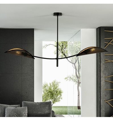 Lotus 2 Sort/Guld loftslampe - Ø12 cm, E14, 230V, uden lyskilde