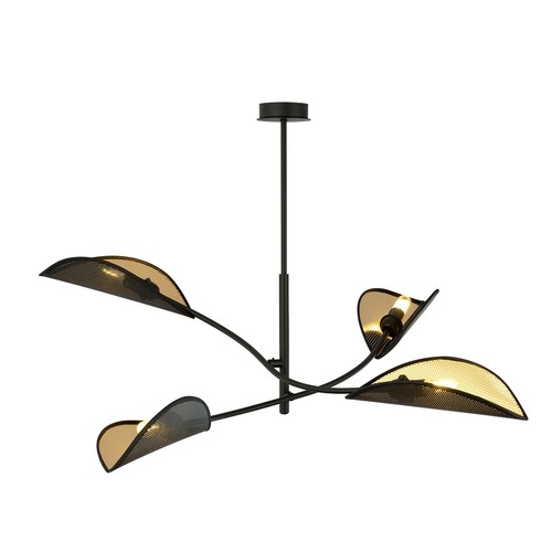 Lotus 4 Sort/Guld loftslampe - Ø12 cm, E14, 230V, uden lyskilde