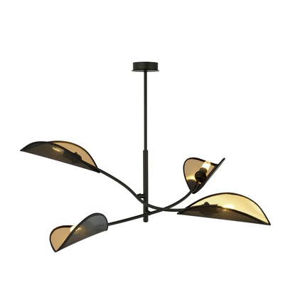 Lotus 4 Sort/Guld loftslampe - Ø12 cm, E14, 230V, uden lyskilde