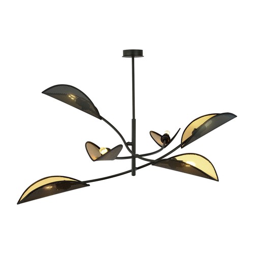 Lotus 6 Sort/Guld loftslampe - Ø12 cm, E14, 230V, uden lyskilde
