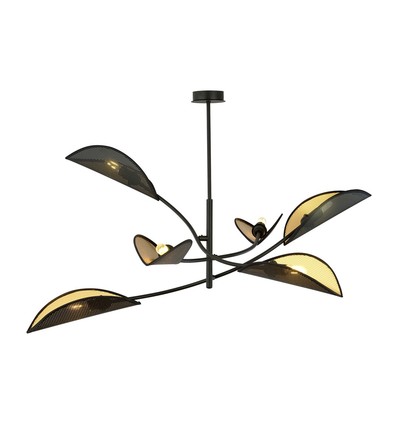 Lotus 6 Sort/Guld loftslampe - Ø12 cm, E14, 230V, uden lyskilde