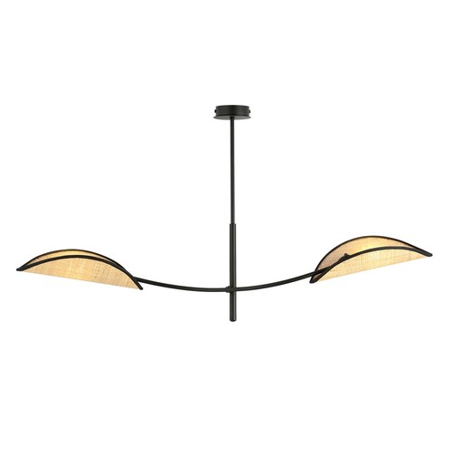 Lotus 2 Sort/Rattan loftslampe - Ø12 cm, E14, 230V, uden lyskilde