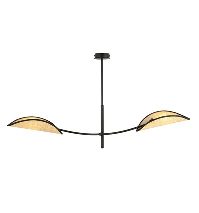 Lotus 2 Sort/Rattan loftslampe - Ø12 cm, E14, 230V, uden lyskilde