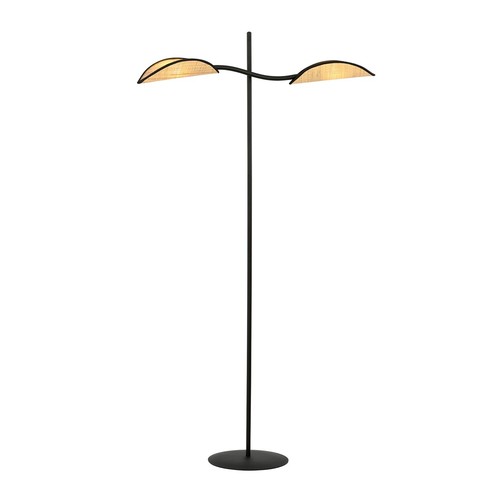 Lotus LP2 Sort/Rattan gulvlampe - Ø12 cm, E14, 230V, uden lyskilde