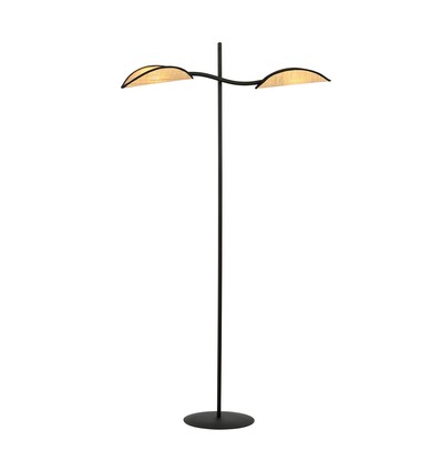Lotus LP2 Sort/Rattan gulvlampe - Ø12 cm, E14, 230V, uden lyskilde