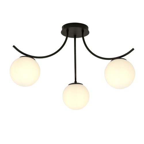 Boston 3 Sort/Opal loftslampe - Ø15 cm, E14, 230V, uden lyskilde