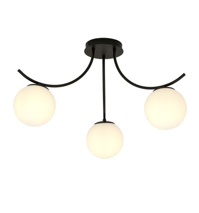 Boston 3 Sort/Opal loftslampe - Ø15 cm, E14, 230V, uden lyskilde