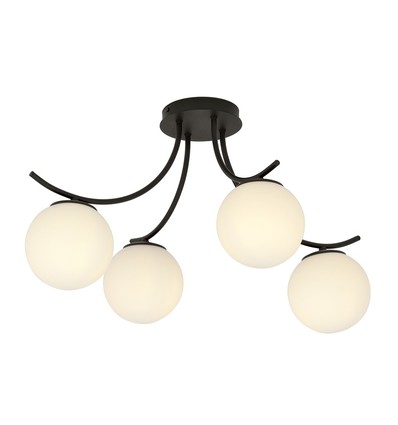 Boston 4 Sort/Opal loftslampe - Ø15 cm, E14, 230V, uden lyskilde