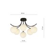 Boston 6 Sort/Opal loftslampe - Ø15 cm, E14, 230V, uden lyskilde