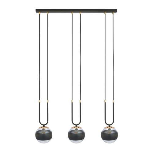 Glam 3 Sort/Stribe pendellampe - Ø14 cm, E14, 230V, uden lyskilde