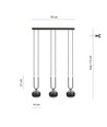 Glam 3 Sort/Stribe pendellampe - Ø14 cm, E14, 230V, uden lyskilde
