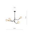 Bolt 4 Sort/Guld loftslampe - E27, 230V, uden lyskilde