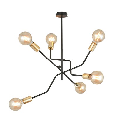 Bolt 6 Sort/Guld loftslampe - E27, 230V, uden lyskilde
