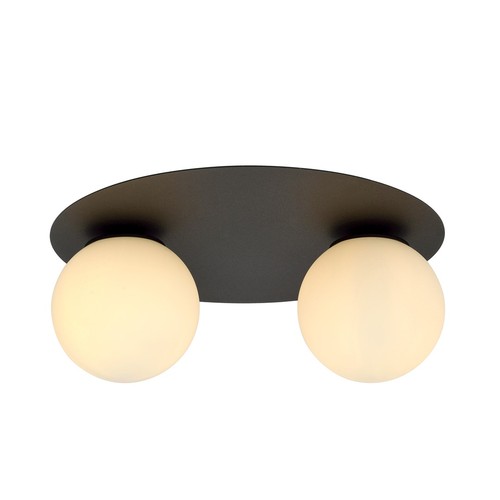 Solar 2 Sort/Opal loftslampe - Ø15 cm, E14, 230V, uden lyskilde