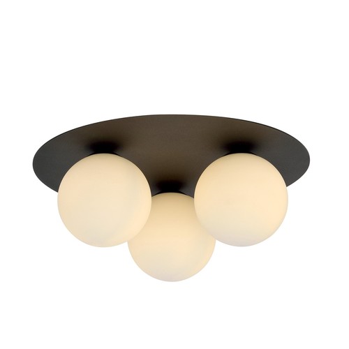Solar 3 Sort/Opal loftslampe - Ø15 cm, E14, 230V, uden lyskilde