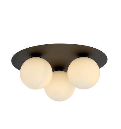 Solar 3 Sort/Opal loftslampe - Ø15 cm, E14, 230V, uden lyskilde