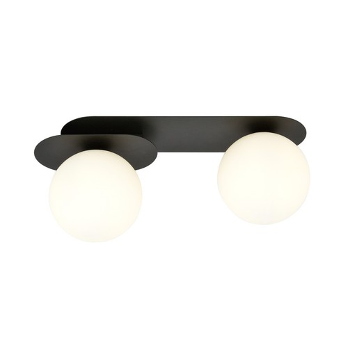 Plaza 2 Sort/Opal loftslampe - Ø15 cm, E14, 230V, uden lyskilde