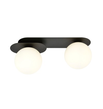 Plaza 2 Sort/Opal loftslampe - Ø15 cm, E14, 230V, uden lyskilde
