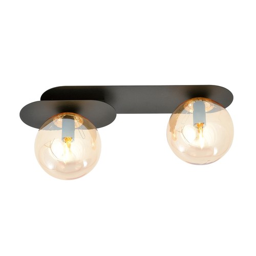 Plaza 2 Sort/Rav loftslampe - Ø14 cm, E14, 230V, uden lyskilde