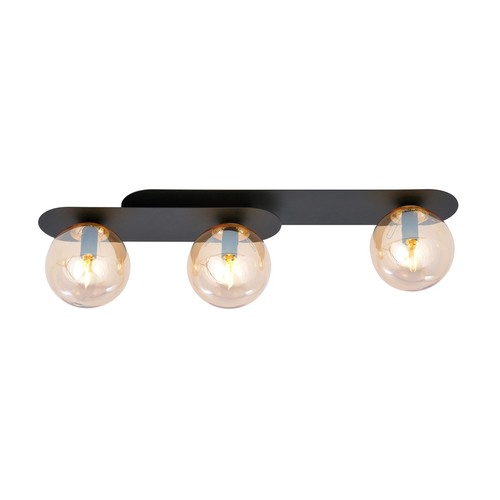 Plaza 3 Sort/Rav loftslampe - Ø14 cm, E14, 230V, uden lyskilde