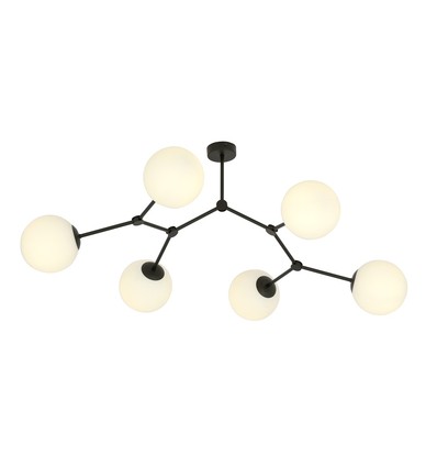 Space 6 Sort/Opal loftslampe - Ø15 cm, E14, 230V, uden lyskilde