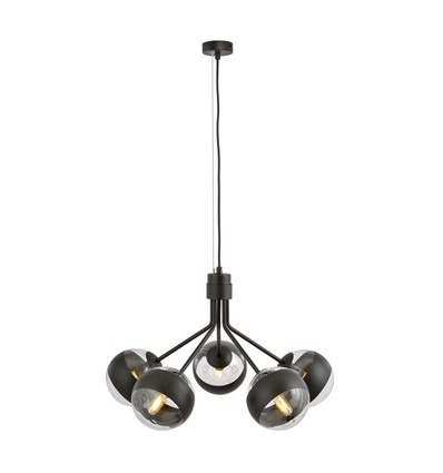Nova 5 Sort/Stribe pendellampe - Ø14 cm, E14, 230V, uden lyskilde