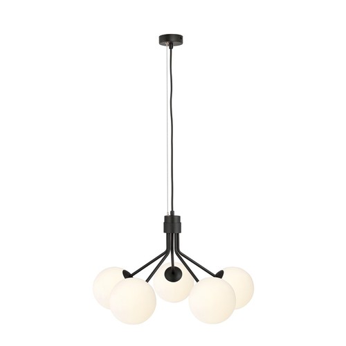Nova 5 Sort/Opal pendellampe - Ø15 cm, E14, 230V, uden lyskilde